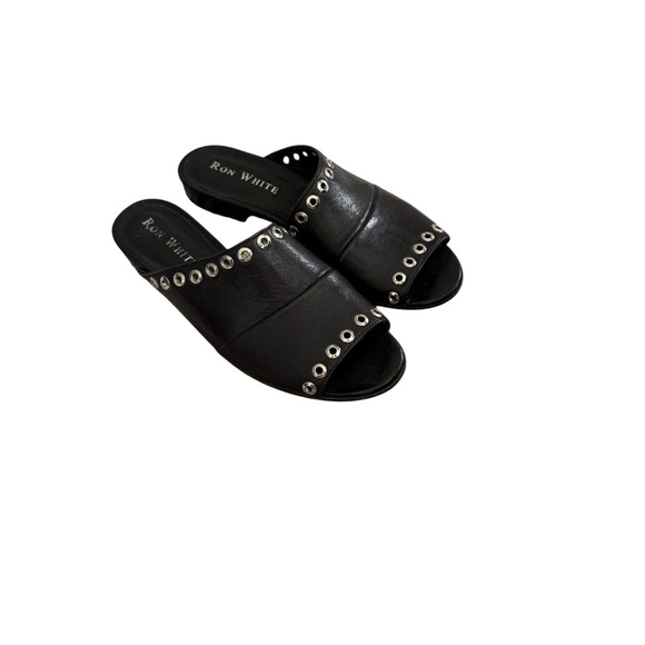 RON WHITE Black Studded Women's Slides Mules - Picture 2 of 13